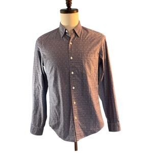 J.Crew 100% Cotton Shirt Chambray w/ Swiss Dot Long Sleeve Extra Buttons S